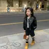 Chaqueta de Cuero para Niña para Primavera y Otoño 2026, Elegante Abrigo de Otoño para Bebés Niñas, Chaqueta de Cuero de Motociclista para Niños, Top Versátil de Moda