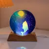 Lâmpada Céu Estrelado Enfeites Decorativos Criativos Universo Galáxia Cor de Cristal Impressa Redonda Bolo Luz Noturna Lâmpada de Atmosfera Presente de Feriado