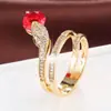 Anillos de Zirconia con Forma de Serpiente Personalizados de Venta Caliente Transfronteriza, Anillos de Cobre Puro de Gama Alta para Mujer de Nicho, Venta al por Mayor de Joyería, Más Vendidos Transfronterizos