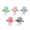Sombrero de Pescador de Encaje a Cuadros de Doble Cara con Cordones para Mujer, Verano, Ala Ancha, Sombrero de Sol Adelgazante, Sombrero de Cubo Protector Solar para Exteriores