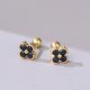 S925 Prata Feminino Orelha Prego Moda Viajante Quatro Folhas Flor Diamante Parafuso Orelha Prego Orelha Prego Dois-desgaste Feminino