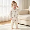 Conjunto de ropa interior térmica de lycra para niños para otoño e invierno, conjunto de dos piezas para casa para niños mayores, ropa interior sin costuras de algodón puro