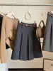 Saia Plissada de Cintura Alta Estilo Coreano Estilo Academia Feminina Outono Nova Chegada Emagrecedora Versátil Moda Trabalho Saia de Lã Linha A