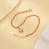 Yuebao Jewelry Plata de Ley S925 Chapada en Oro Caballo del Zodiaco Cuerda Roja Trenzada Pulsera Linda de Moda Apilable para el Año del Caballo
