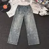 Elegantes jeans de pierna ancha en jacquard para mujer, nueva colección de verano 2026, de cintura alta, adelgazantes, corte holgado, versátiles, con bordados y diseño hasta el suelo