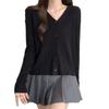 Suéter de Tricô Outono Novo Moda Feminina Bambu Costela Gola V Manga Longa Cardigan Suéter Fio Centralizado Tendência