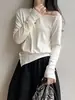 Camiseta Base Casual de Manga Larga Asimétrica con Hombro Descubierto para Mujer Beishan Tongshu, Camiseta Ajustada con Abertura Lateral Asimétrica para Otoño 719