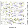 Pegatina de pared tipo enredadera colgante de flor de glicinia, calcomanía de pared autoadhesiva artística de hoja verde y mariposa, pegatina decorativa suave para dormitorio
