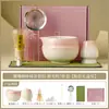 Set de Utensilios de Matcha Estilo Japonés, Tazón de Cerámica Rosa Degradado del Fabricante, Soporte para Batidor, Batidor de 100 Púas, Brocha para Mezclar