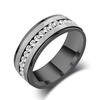Europa y Estados Unidos nuevo anillo de acero inoxidable de doble escalón esmerilado con diamante acero de titanio para hombre anillo caliente transfronterizo joyería