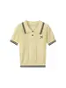 Verano 2026 Nuevo Estilo Universitario Bloque de Color Cuello Polo Tejido Manga Corta Top LXY