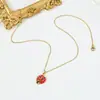Moda Popular Transfronteriza Colgante Siete Estrellas Mariquita Gota de Aceite de Cobre Collar para Mujeres Estilo Verano Accesorio de Insecto Collar al por Mayor