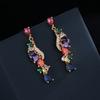 Pendientes largos de circonita de lujo con borlas coloridas 2021, pendientes de plata 925 para mujer, elegantes pendientes de nicho para mujer