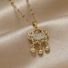 Collar Ping An Lock Ruyi Lock Acero de Titanio para Mujer Cadena Clavícula Estilo Coreano Moda Celebridad de Internet Mismo Estilo Lujo Ligero Nicho Moderno Lujo Ligero