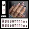 Unhas Postiças Estilo Francês Rosa com Estampa de Leopardo, Doces e Fashion, Estilo Europeu e Americano, Removíveis, Usáveis, 24 Unhas