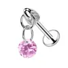 Colgante de aleación de titanio F136 de moda, Stud para el cartílago de la oreja, Cabeza de bala, Circonita redonda, Stud para el labio, Stud para la oreja hecho a mano para mujer