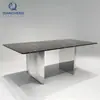 Mesa de Comedor Rectangular de Pizarra de Lujo Ligero Italiano Celebridad de Internet Diseñador Juego de Mesa de Comedor de Acero Inoxidable para 8 Personas Hecho a Medida