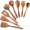 Juego de Espátulas de Teca, Espátula Especial para Cocinar Antiadherente de Madera de Acacia, Tenedor para Ensalada de Cocina Casera, Cuchara para Sopa, Utensilios de Cocina al por Mayor