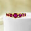 Anillo fino de zafiro rojo de plata S925 anillo de personalidad de moda anillo fino con fila de diamantes estilo frío ins moderno Diario