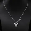 Colar Borboleta Moissanite em Prata de Lei S925 para Mulheres, Design Simples, Estilo Cool, Corrente para Clavícula, Novo Modelo Atacado