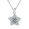 Colar Cruzado Europeu e Americano de Prata Esterlina S925 com Doze Pedras de Nascimento Estrela-do-Mar para Mulheres Moda Amazon Pingente de Estrela Corrente da Clavícula