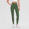 Procesamiento y personalización de pantalones de yoga para mujer, leggings de cintura alta con cepillado de doble cara, pantalones deportivos de fitness con realce de glúteos color piel OEM.