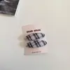 Pinza para el pelo de tela rosa a cuadros, dulce y versátil, pinza lateral de estilo coreano con temperamento femenino, accesorio para el pelo para flequillo