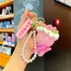 Ramo para el Día del Maestro, Llavero de Flor Sostenido a Mano, Producto Terminado de Ganchillo de Flor Artificial Rosa, Regalo Creativo, Regalo para el Día del Maestro