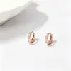 Brincos de tarraxa em prata de lei S925 banhados a ouro rosa com zircônia para mulheres, simples, modernos, luxo leve, brincos e acessórios versáteis