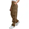 Pantalones de Trabajo Sueltos de Pana Color Sólido con Botón y Cremallera Cintura Elástica Bolsillos Pierna Ancha Largos para Mujer Estilo Nuevo 2026