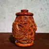 Ébano tallado dragón y fénix latas latas de almacenamiento relieve dragón y fénix latas de almacenamiento artículos para el hogar suministro en vivo al por mayor