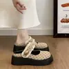 Mules cerrados de suela gruesa estilo hada para mujer, nuevos de otoño 2026, sandalias Mary Jane de encaje francés Birkenstock