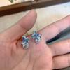 Pendientes de Cola de Pez de Cristal Verde Océano Menta Mambo Primavera y Verano Diseño Fresco Mori Pendientes Súper Hada Pendientes Pendientes