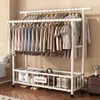 Perchero de pie para dormitorio, uso doméstico, perchero de doble barra engrosada, perchero simple, estante de almacenamiento de ropa