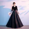 Vestido Preto de Coquetel, Elegante Vestido de Apresentadora de Reunião Anual, Vestido de Noite para Banquete de Piano, Vestido para Apresentação de Coral, Vestido Longo, Uniforme de Maestro