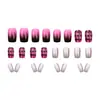 Retirador de Uñas, Uñas Portátiles de Larga Duración Impermeables, Pegatinas de Estilo Corto, Manicura a Cuadros Dulces y Picantes en Color Negro y Rosa, Uñas Portátiles, 24 Piezas