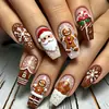 Moda Europeia e Americana de Natal Unhas Postiças Mais Vendidas de Comprimento Médio Quadrado Europeu Patches de Manicure Patches de Manicure Marrom