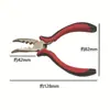 Alicate Popular Transfronteiriço de Liga Níquel-Ferro com 3 Furos para Extensão de Cabelo, Alicate Especial para Acessórios de Peruca, Alicate de Bico Certo com 3 Furos e Cabo Preto e Vermelho Dentado