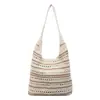 Bolso de Paja Rayado Nuevo Personalizado Bolso Tejido a Mano Bolso de Hombro Bolso de Mano Gran Capacidad Bolso Tote de Playa para Vacaciones para Mujeres