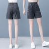 Shorts Jeans Tencel Feminino Verão Seção Fina 2025 Elástico Cintura Alta Slim Versátil Reto Solto Calça Cinco Pontos