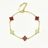 Pulsera Nueva Estilo Trébol de Cuatro Hojas Doble Cara de Cinco Hojas, Lujo Ligero, Incrustada de Diamantes, Súper Brillante, Llena de Diamantes, Joyería Clásica de Cinco Hojas, Regalo de San Valentín