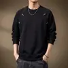 Sudadera de manga larga estilo americano de alta gama para hombre, corte holgado con diseño de paneles de color contrastante, nueva camiseta casual de cuello redondo para otoño