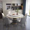 Mesa de jantar redonda em mármore estilo italiano, uma mesa redonda luxuosa e elegante para uso doméstico, adequada para restaurantes e ambientes comerciais, com tampo de mármore resistente ao calor que pode ser usado com cooktops de indução