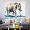 Tapeçaria de Parede com Estampa Digital Europeia e Americana de Elefante Pintura a Óleo, Manta Cobertor de Sofá de Luxo Leve, Arte de Parede Decorativa para Quarto e Sala de Estar
