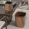 Lixeira retrô com imitação de grão de madeira para casa, mesa de centro, sala de chá, sala de estar, cozinha, banheiro, pequeno cesto de lixo, plástico, sem tampa, grande