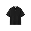 Ropa de Hombre Jie Zhan Cuello Henry Waffle Old Money Camiseta de Manga Corta 2026 Verano Nueva Retro Relajada Holgada Camiseta