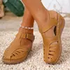 Sandalias Romanas de Cuña con Tira Única Huecas 2026 para Mujer, Nuevas Sandalias Transfronterizas de Verano Caliente para Mujer de Talla Grande con Punta Cerrada