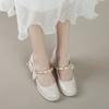 Zapatos de tacón alto para mujer para temporada étnica Zapatos Mary Jane 2024 nuevos zapatos de mujer primavera lazo zapatos de tacón grueso de corte bajo zapatos franceses de una sola capa