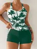 Traje de baño de dos piezas para mujer, estilo Spice Girls, ajustado, sin espalda, con cordón ajustable y abertura para cubrir el vientre, con estampado transfronterizo de comercio exterior europeo y americano, 2025