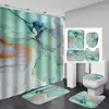 Comercio Electrónico Transfronterizo Cortina de Ducha con Impresión Digital de Mármol Cortina de Ducha Impermeable Juego de Cuatro Piezas Juego de Cortina de Ducha para Baño Suministro Directo del Fabricante